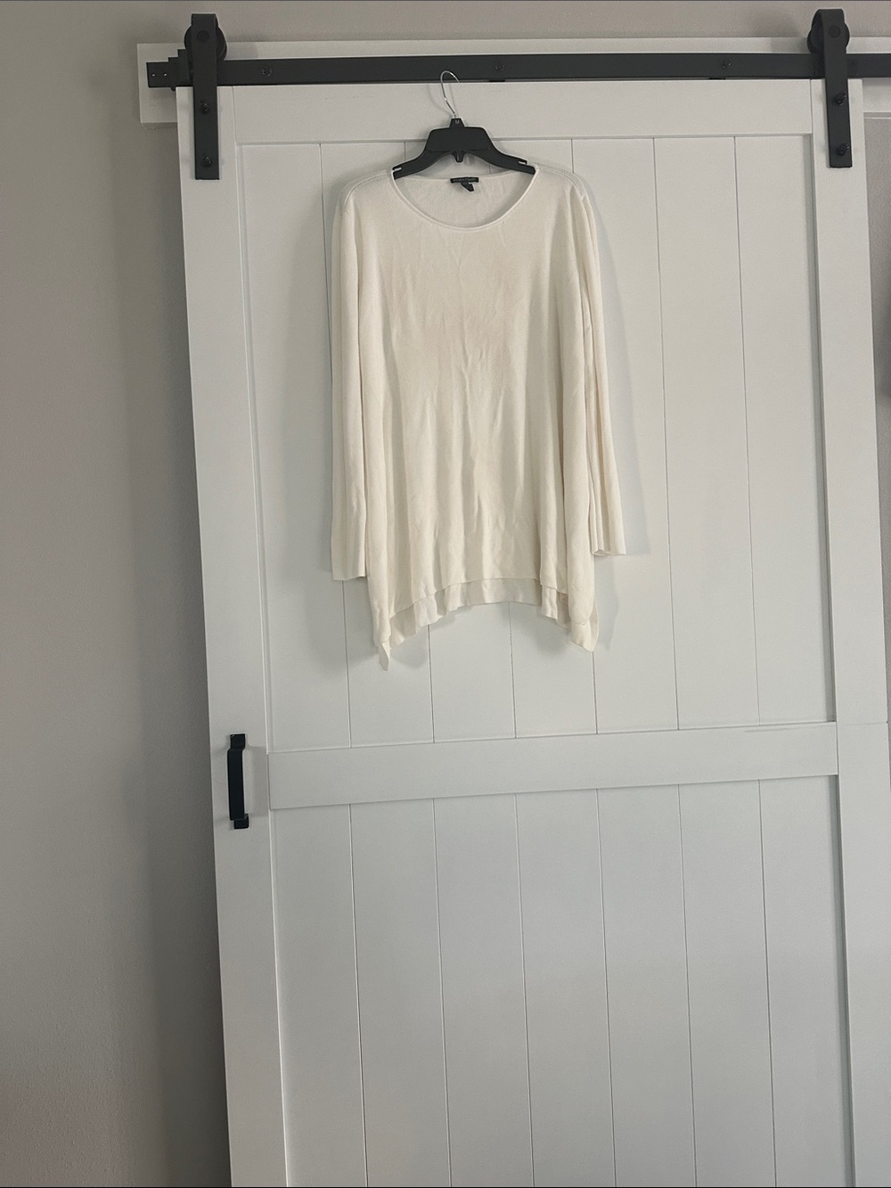 Eileen Fisher Cream Lightweight Asymmetric Hem Tunic